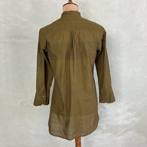Dosa Brown Cotton Ruffle Button Front Popover Little Subhash Shirt 2 S - Picture 4 of 7